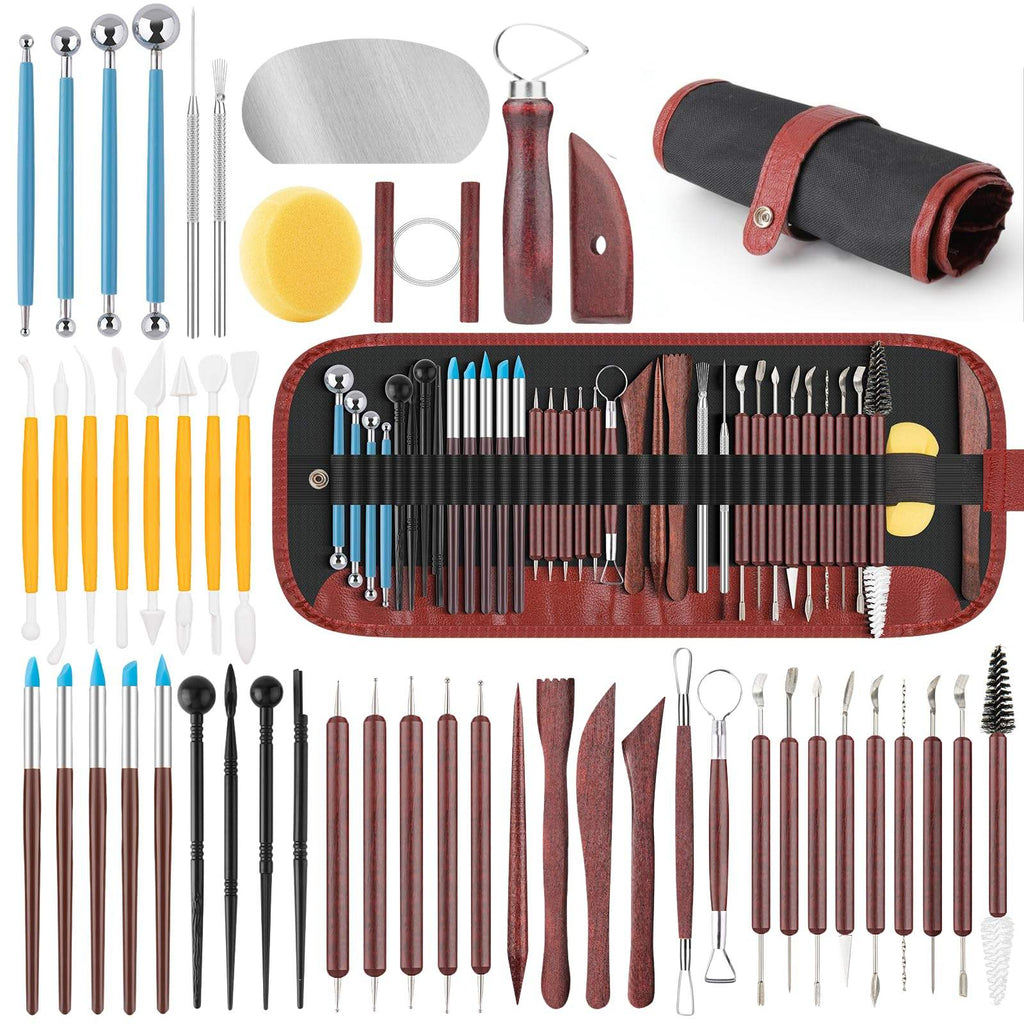 48-piece Pottery Tool Set for Carving, Clay Sculpting Tools, Polymer Clay Ceramic Modeling, Trimming, Shaping, Pottery Kiln Art
