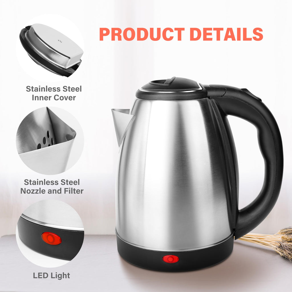 Electric Kettle 1.7L Stainless Steel Fast Boil 1500W