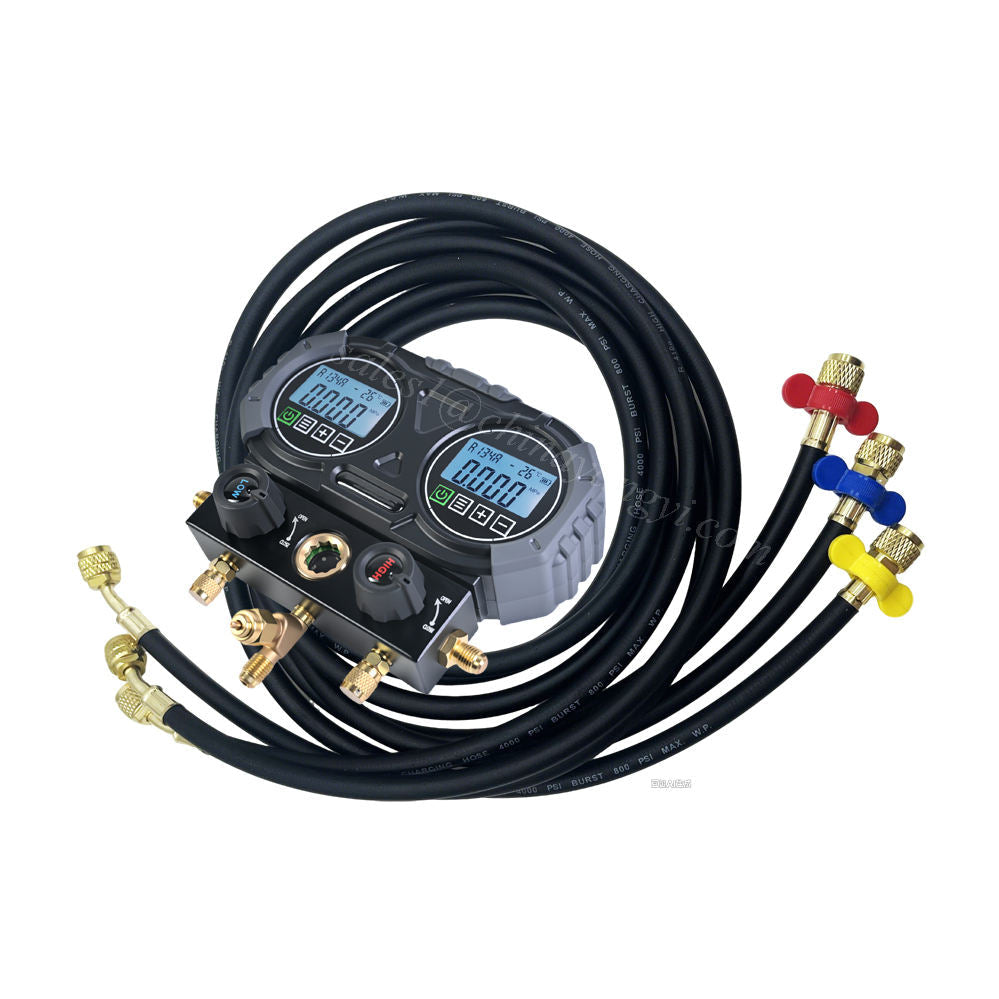 Air Conditioner Digital Manifold Gauge Digital Refrigerant Pressure Gauges Pressure Vacuum Tester With 1.5M of Charging Hose