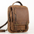 CHANGRONG Custom Crazy Horse Genuine Leather Sling Bag Backpack for Men Vintage Fashion Style