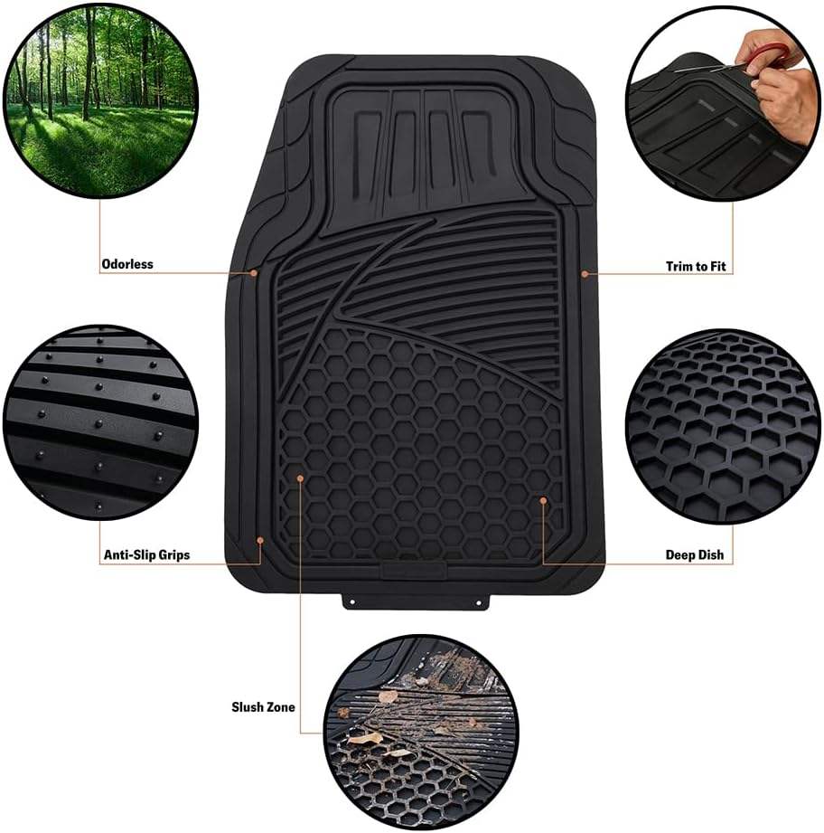 Car Interior Accessories Universal Heavy Duty PVC Rubber Car Floor Mats Auto Car Mat to Fit for All Automotive SUV Sedans Trucks