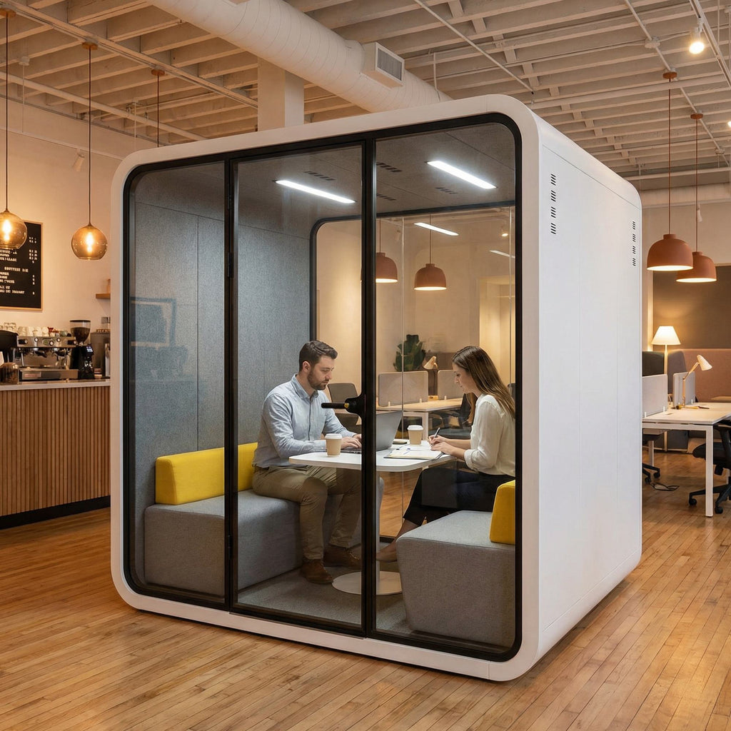 Customized 6 People Office Pod Work Space Privacy Soundproof Meeting Booth Phone Prefab Office Pod