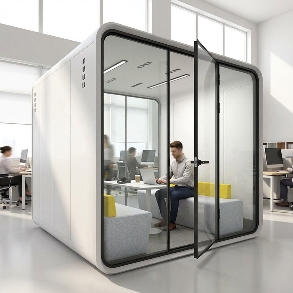 Customized 6 People Office Pod Work Space Privacy Soundproof Meeting Booth Phone Prefab Office Pod