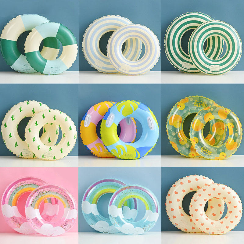 Factory Wholesale Custom Stock Inflatable Beach Party Ring PVC Pool Float Tube Water Toys Swim Ring for Children