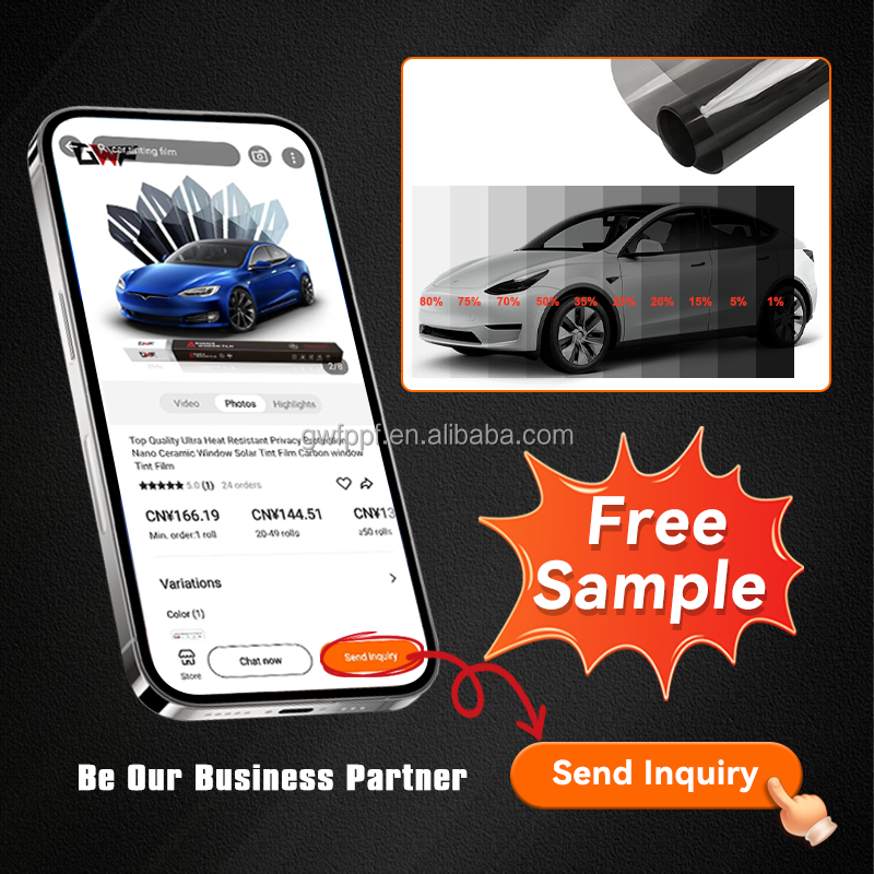 GWFILM Free Sample Solar Car Window Tint Film Paper Ultrat hd Sun Control Nano Ceramic Glass Tint Film for Car Window