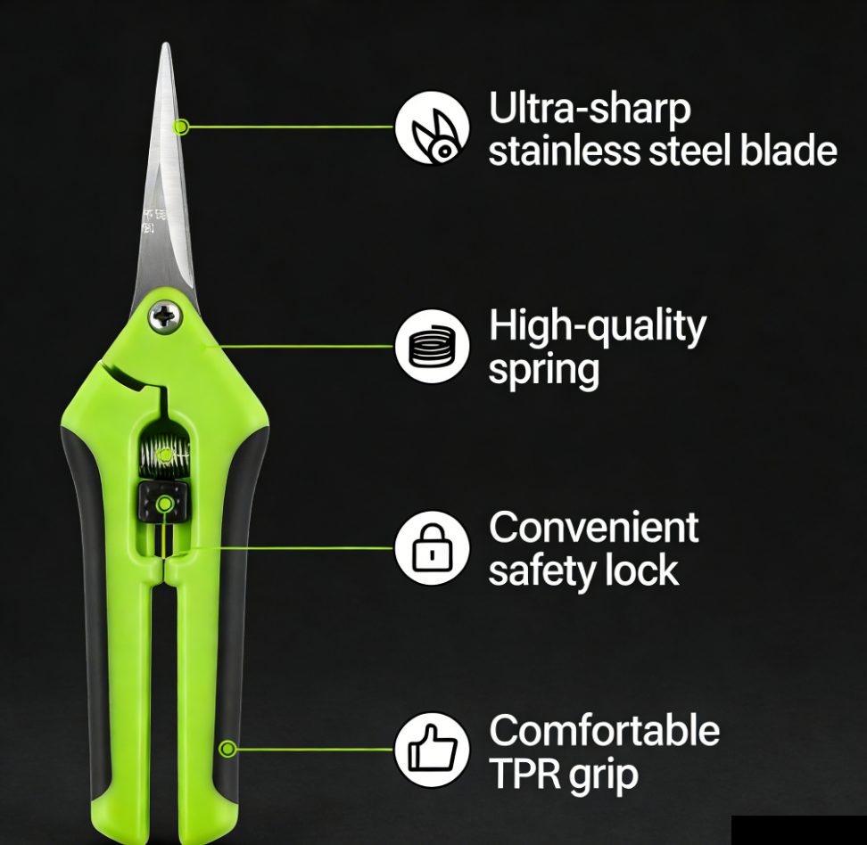 Garden Tools Pruning Shears With Stainless Steel Blade Trimmer Straight for Plants Fruit Grape Picking