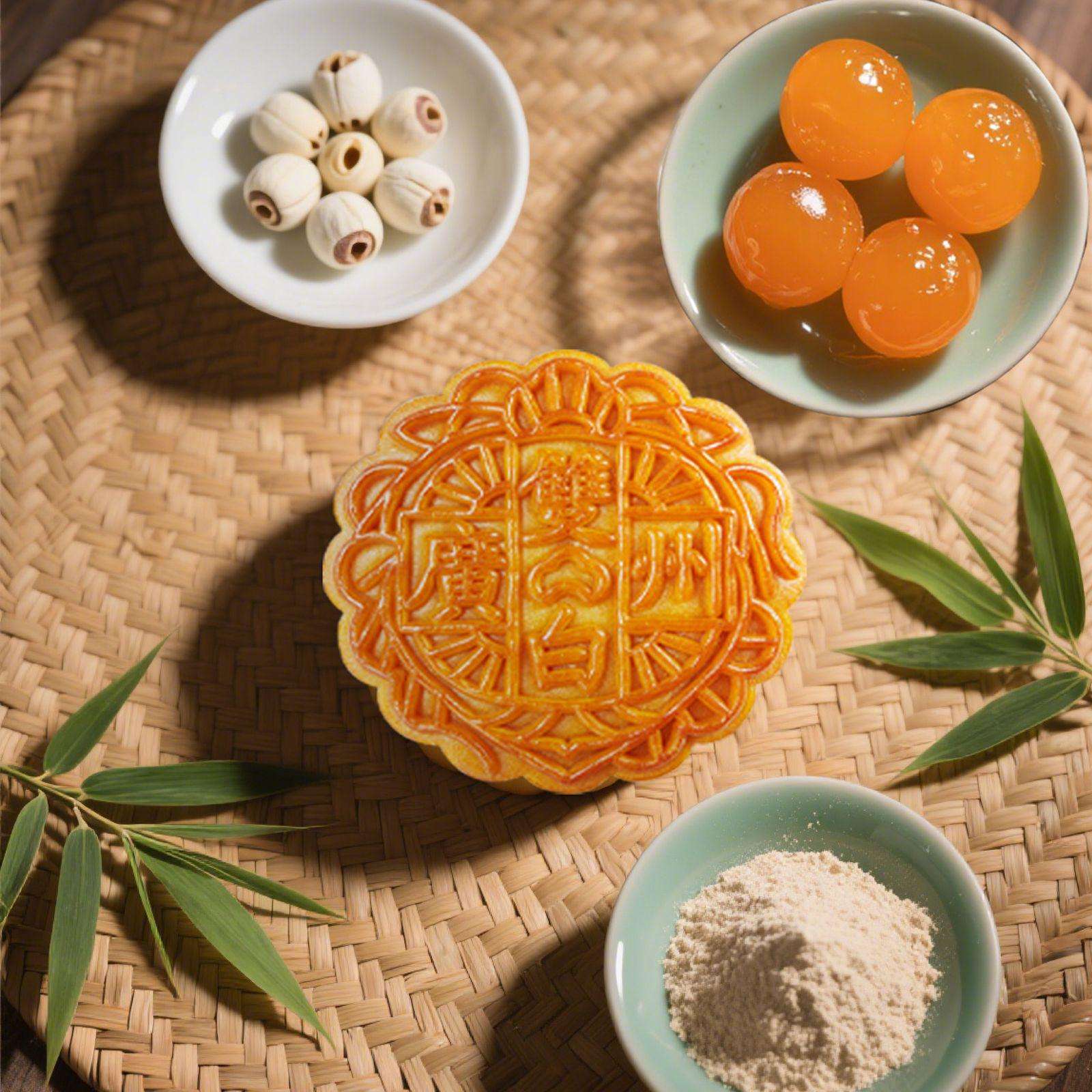 Guangzhou Restaurant Cantonese Style Traditional Baked Mooncakes with White Lotus Seed Paste and Double Egg Yolks
