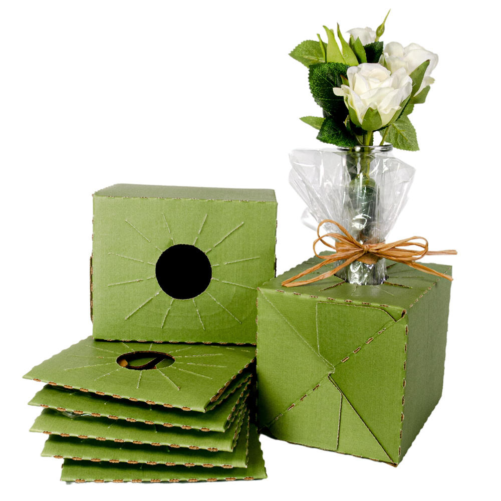High-Quality Recyclable Corrugated Flower Box for Bouquet Storage Secure Delivery Pop-Up Folding Florist Vase