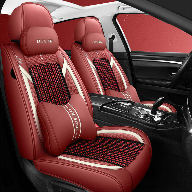 High Quality Breathable Ice Silk Leather Car Seat Covers Brown Good Looking Design Universal Fit Interior Accessory CRV