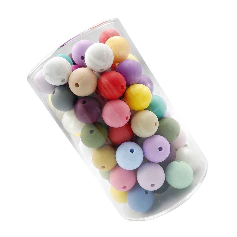 Hot Food Grade DIY Teethers Toys Nipple Holder Pacifier Chain Silicone Teething 15mm Round Silicone Beads