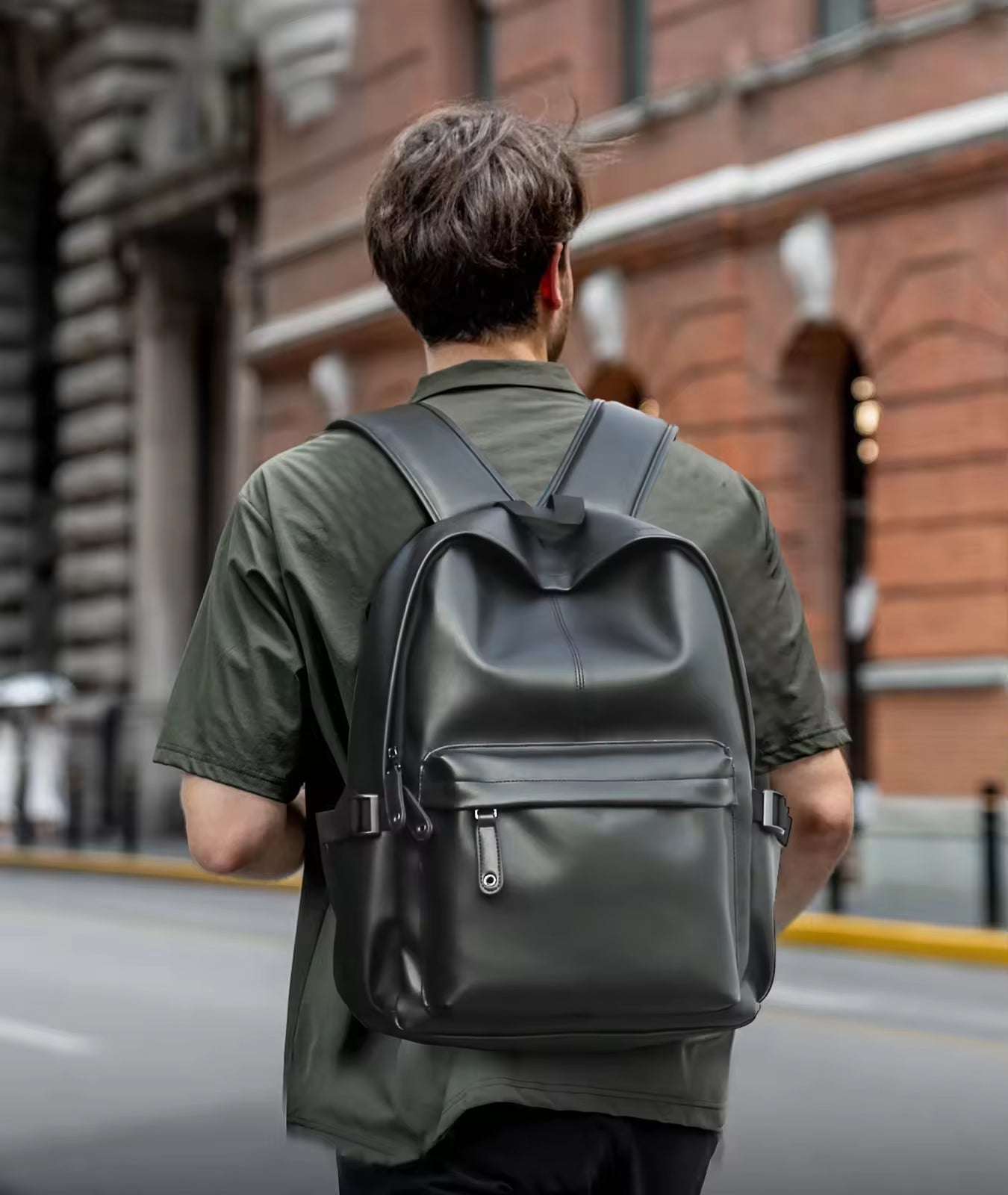 MOYYI PU Leather Backpack Bags for Men