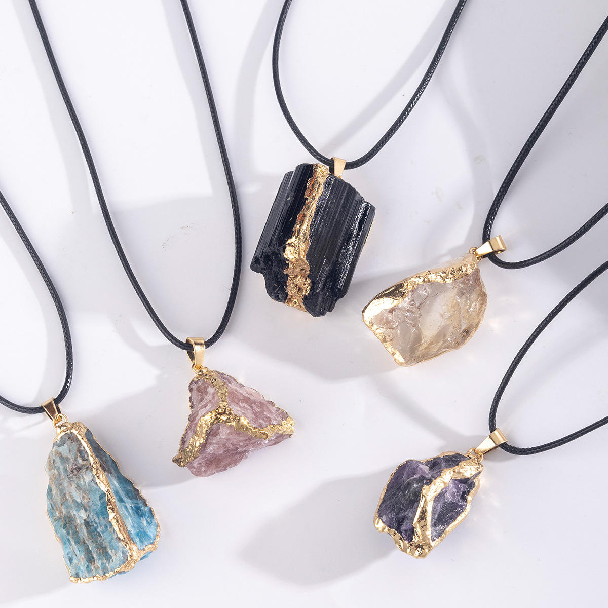 Natural Stone Pendant Necklace Irregular Gemstone Jewelry Boho Choker Women Gift Handmade Unique Dainty Everyday Layering