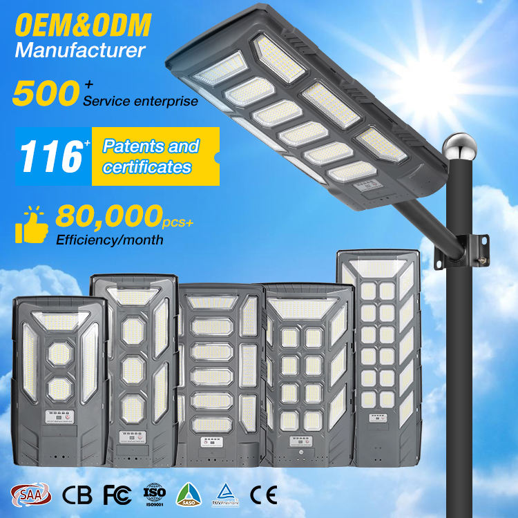 Parking Lot Lighting Waterproof Ip65 Outdoor Road Lamp 300w 500w 1000w 2000w Integrated All in One Led Solar Street Light