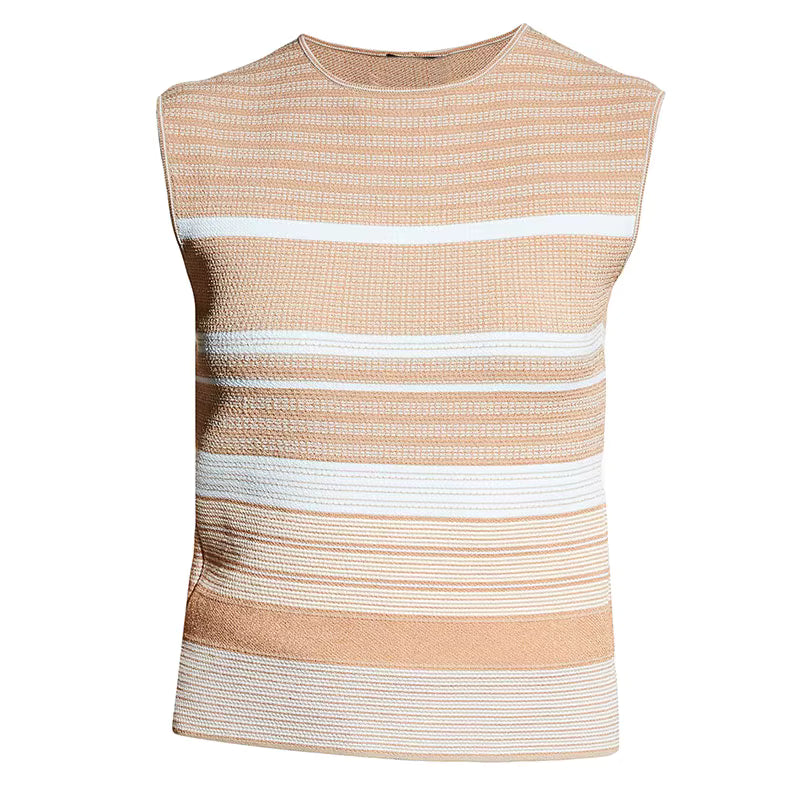 Spring Body Fit Striped Knit Sleeveless Top