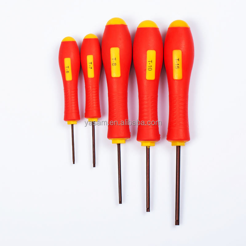T6 T7 T8 T9 T10 T15 T20 Red Color Long Straight Handle Torx Key Screwdriver