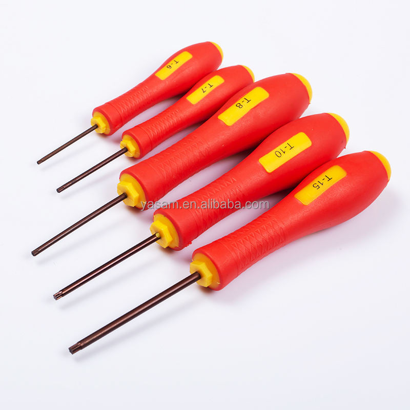 T6 T7 T8 T9 T10 T15 T20 Red Color Long Straight Handle Torx Key Screwdriver