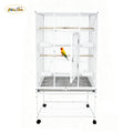 White Tall Wire Bird Breeding Cage Iron Pet Parrot Bird Cage with Tray & Wheels
