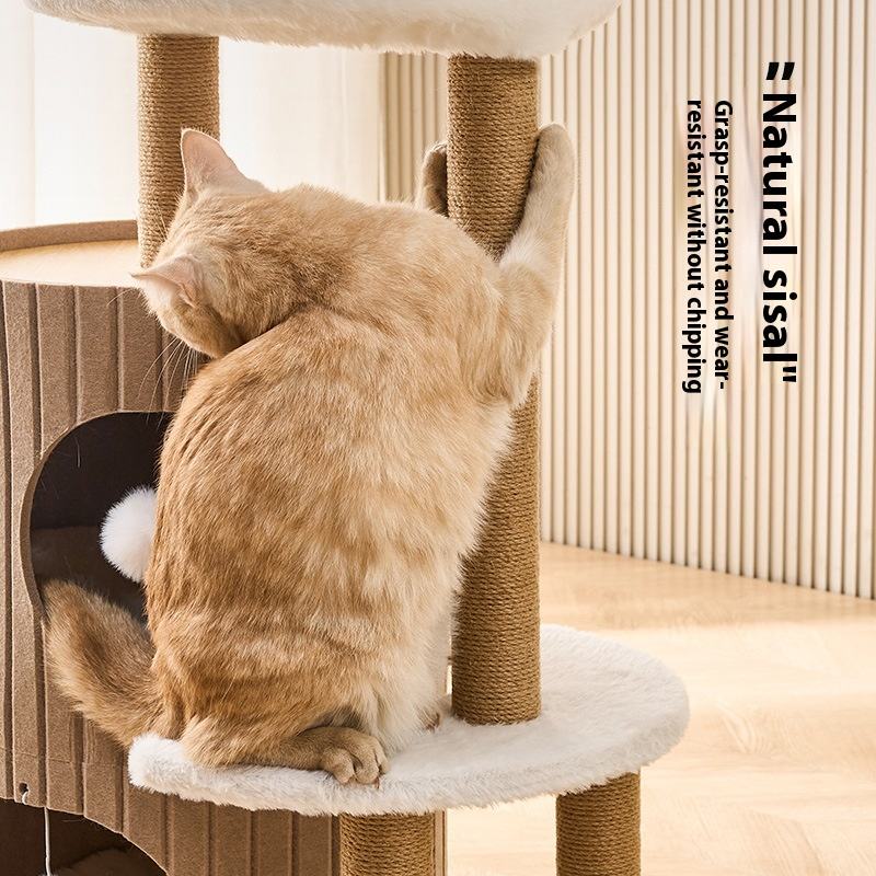 Wholesale Small Apartment Cat Tree Winter Warm Nest and Double-Layer Jumping Platform Integrated Household Felt Bucket for Cats