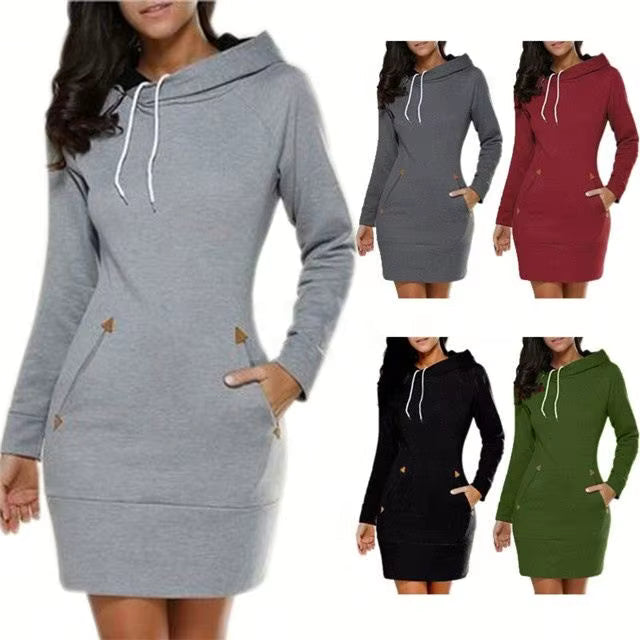 Women Hooded Hoodie Dress