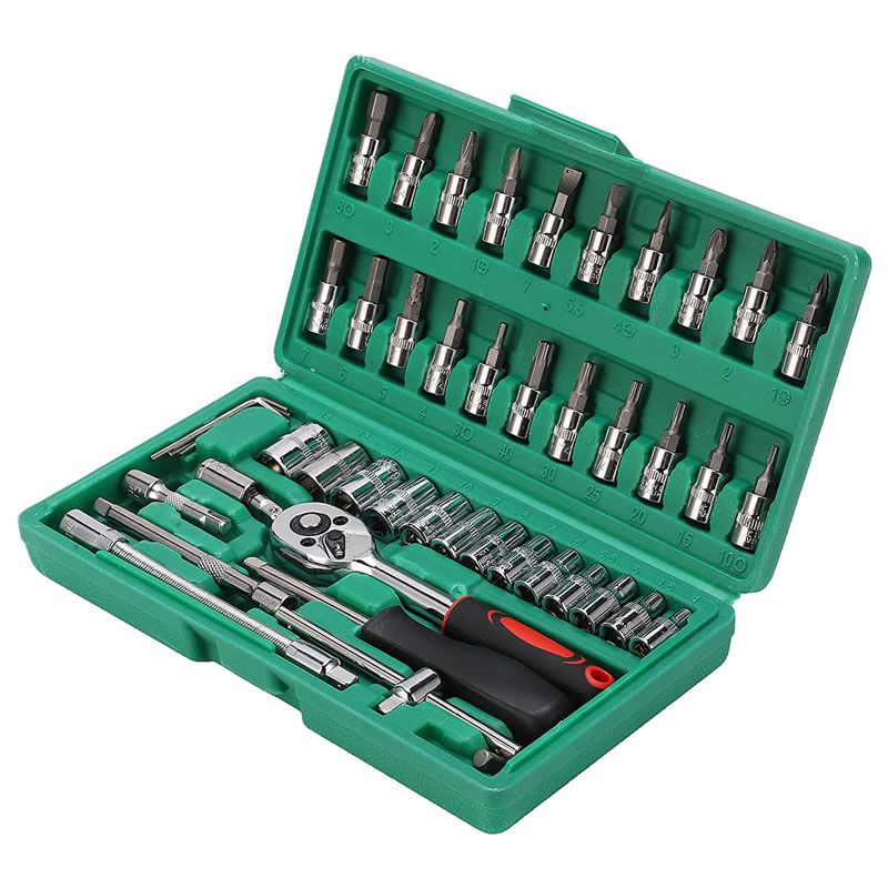 Socket Wrench Set 46pcs Ratchet Tool Kit Mechanic